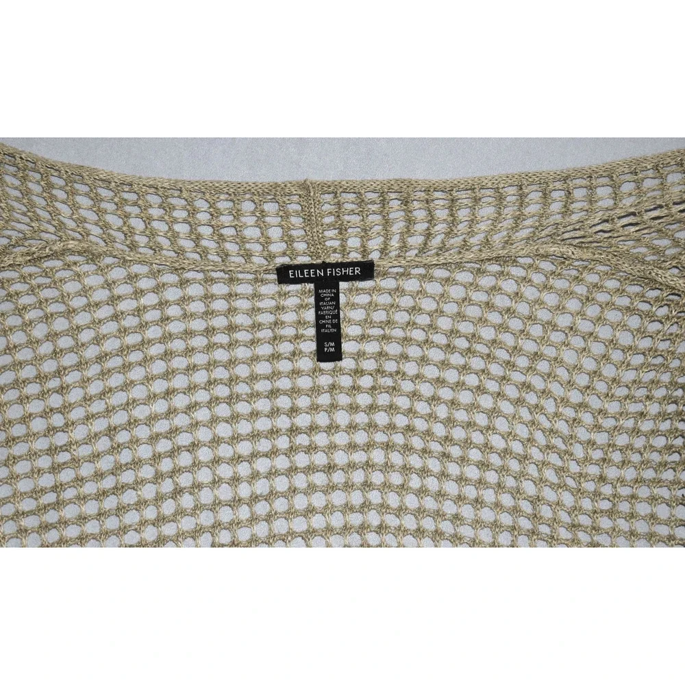 A5 NEW EILEEN FISHER Open Stitch Longline Organic Linen Cardigan Size S/M P/M - Picture 6 of 7